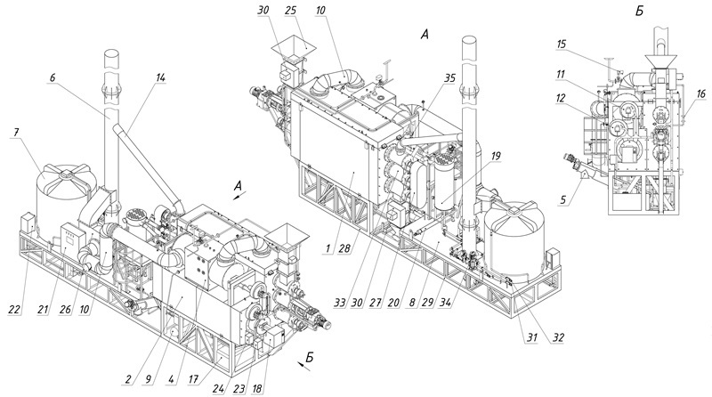 Устройство агрегата пиролиза шин